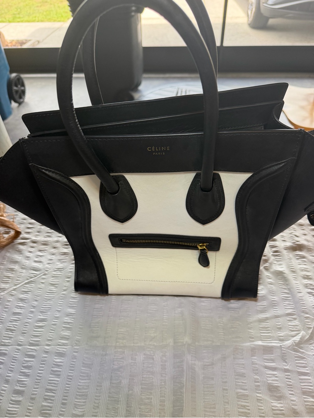 Celine Black and White Mini Luggage Tote - Picture 3 of 8